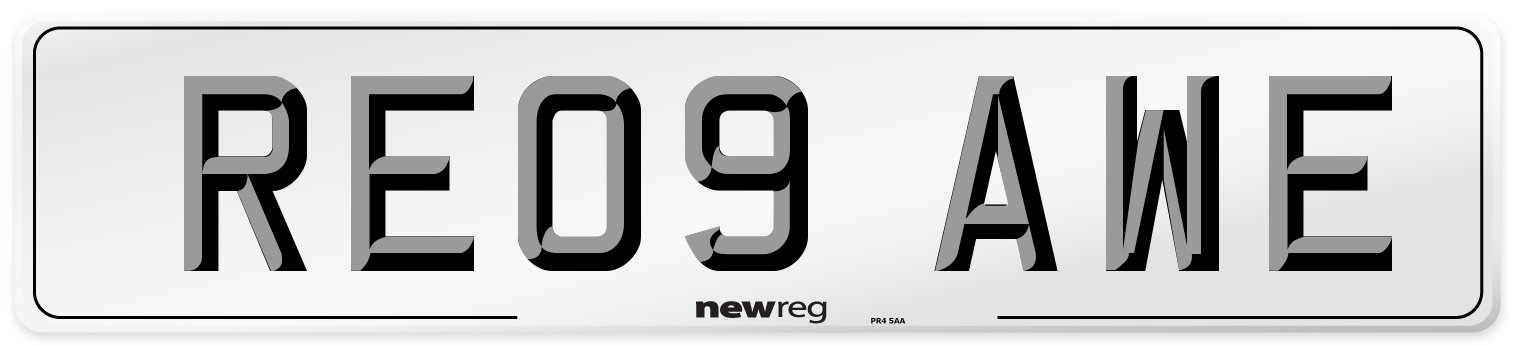 RE09 AWE Number Plate from New Reg